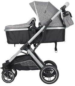 Carucior nou nascuti 3 in 1 NOVOKIDS™ H3100 series, Cu geanta bebe, Cadru Aluminiu, Amortizoare, Roti din cauciuc plin AVE, Landou, Scoica auto,