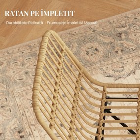 HOMCOM Set 2 Scaune pentru Bucătărie și Living Stil Boho, Scaune Moderne din PE Ratan și Oțel, 45x57x83 cm, Galben | Aosom Romania