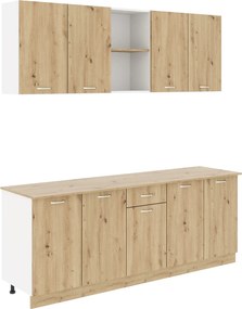 Set Bucatarie Nisa, Stejar Artisan/Alb, L 200 cm