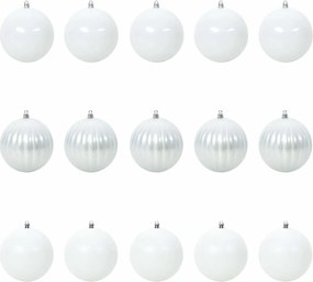 vidaXL Set de globuri de Crăciun XL 15 pcs Alb Plastic