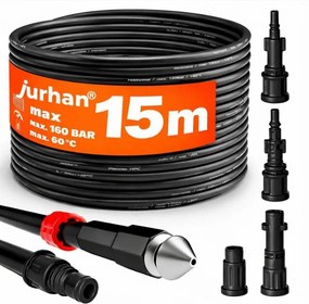 Set de curățare țevi Premium, 15 m, negru Jurhan