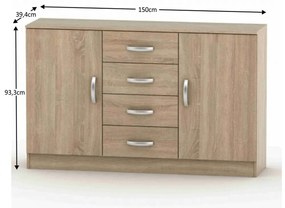 Comodă BETTY 2, stejar sonoma