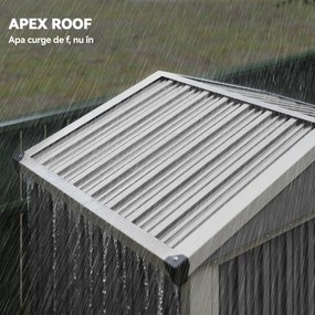 Outsunny Magazie de Grădină 1.1m² din Oțel Zincat, Magazie cu Porți Duble Largi Blocabile, Acoperiș Înclinat, Mănuși, Spațiu pentru Unelte, 133x87x178 cm, Gri Argintiu | Aosom Romania