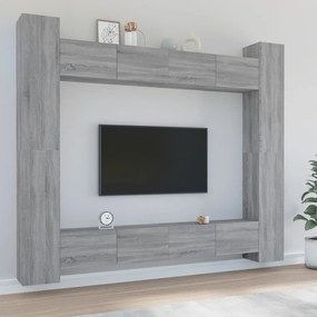 vidaXL Set dulap TV, 8 piese, gri sonoma, lemn prelucrat