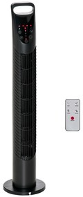 HOMCOM Ventilator Oscilant cu Telecomandă, 3 Nivele Viteză, Reglabil, Design Modern, Ф18x78.5cm, Negru | Aosom Romania