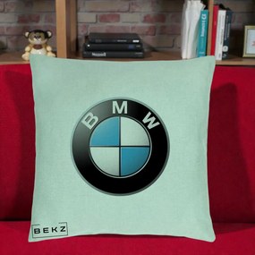 Perna Personalizata cu emblema BMW, 40x40 cm, Verde Menta, Husa Detasabila, Perna Inclusa, BEKZ®