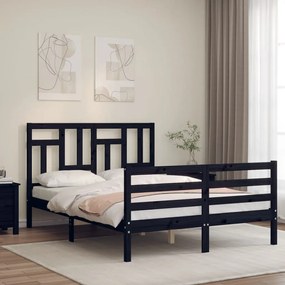 3194960 vidaXL Cadru de pat cu tăblie, negru, 120x200 cm, lemn masiv