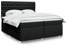 vidaXL Pat box spring cu saltea, negru, 200x200 cm, textil