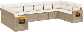 vidaXL Set canapele de grădină cu perne, 10 piese, bej, poliratan