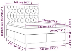 Pat box spring cu saltea, albastru, 140x200 cm, textil Albastru, 140 x 190 cm, Design cu nasturi