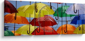 Tablou - Umbrele colorate (cu ceas) (90x30 cm)