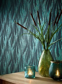 Tapet Ripple, Mineral Green and Black Luxury Feature, 1838 Wallcoverings, 5.3mp / rola