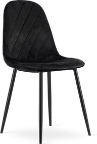 OFERTA Scaun de catifea negru ASTI cu picioare negre II. calitate