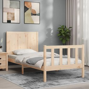 3192586 vidaXL Cadru de pat cu tăblie single, lemn masiv