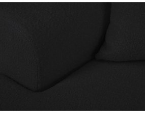 Colțar negru extensibil, cu spațiu de depozitare cu tapițerie din țesătură bouclé (cu colț pe partea stângă, cu șezlong) Kyoto – Cosmopolitan Design