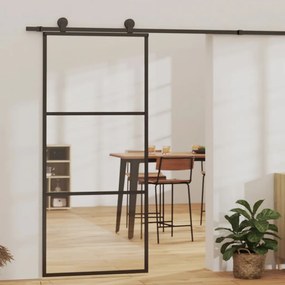 vidaXL Ușă glisantă, negru, 90x205 cm, sticlă ESG și aluminiu