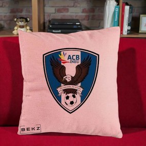 Perna Personalizata ACB Ineu Fotbal, 40x40 cm, Roz, Husa Detasabila, Perna Inclusa, BEKZ®