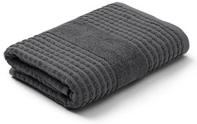 Prosop gri închis din bumbac organic din frotir 50x100 cm Check – JUNA