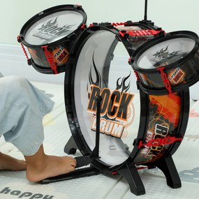 AIYAPLAY Set Tobă de Jucărie pentru Copii cu Scaun, Joc Muzical pentru Copii 3-6 Ani, Negru | Aosom Romania