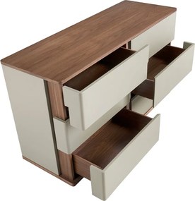 Comoda cu 6 sertare furnir din lemn de nuc si MDF lacuit, Anna