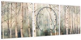 Tablou - Desenarea unui model de pădure (cu ceas) (90x30 cm)