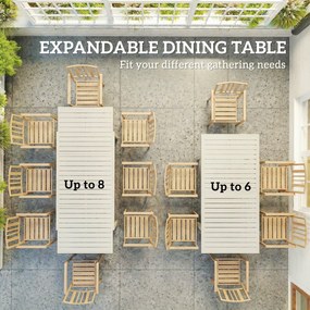 Outsunny Masă de Grădină Extensibilă pentru 6-8 Persoane, din Aluminiu cu Blat cu Lamele, Alb | Aosom Romania
