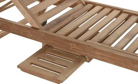 Șezlong exterior din lemn de tec cu roți și spătar reglabil, finisaj natural, „Marino”