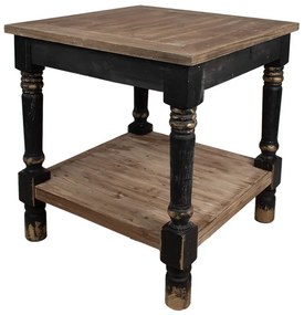 Măsuță laterală shabby chic, cu finisaj negru antichizat, Clarisse, 80x80x85 cm