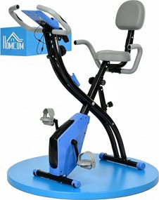 HOMCOM Bicicletă Pliabilă cu 8 Niveluri Rezistență și Corzi Elastice pentru Brațe, Albastru | Aosom Romania