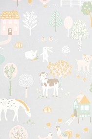 Tapet My Farm, Soft Grey, Majvillan