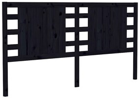 818764 vidaXL Tăblie de pat, negru, 126x4x100 cm, lemn masiv de pin