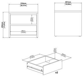 Noptieră albă Next – Tvilum