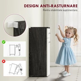 kleankin Dulap Baie din Lemn cu Sertar și Rafturi, Design Alb și Negru | Aosom Romania