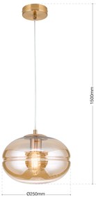 Lustra / Pendul vintage design decorativ RICHARD auriu/amber