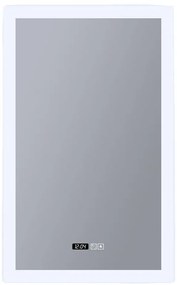 Oglinda baie cu iluminat LED, ceas digital si dezaburire Rectangle, 60x90cm
