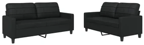 3201358 vidaXL Set de canapele cu perne, 2 piese, negru, piele ecologică