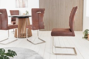 Set de 2 scaune, Otel, Microfibra, Maro Cafeniu, SAMSON