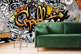 Tapet autoadeziv graffiti pe perete de cărămidă