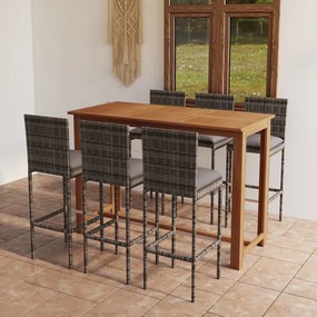 3068007 vidaXL Set mobilier bar de grădină cu perne, 7 piese, gri