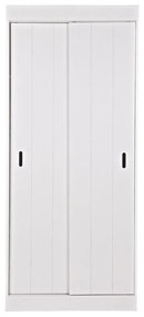 Dulap din lemn cu uși glisante WOOOD Row, alb