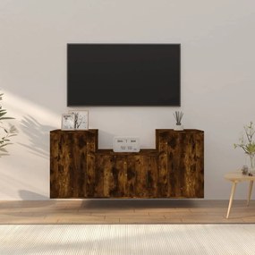 3188387 vidaXL Set dulapuri TV, 3 piese, stejar fumuriu, lemn prelucrat