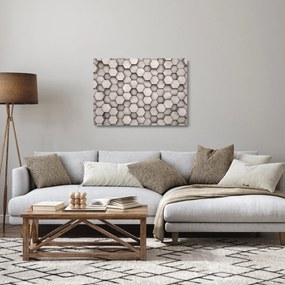 Tablou pe sticlă - Hexagoane design beton (70x50 cm)