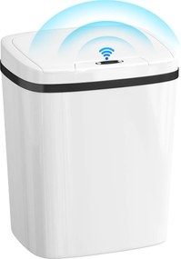 HOMCOM Coș de gunoi pentru bucătărie automat 15 L cu senzor infraroșu și mod manual inel de retenție anti-amprente alb | Aosom Romania