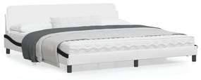 373264 vidaXL Cadru de pat cu tăblie alb și negru 200x200cm piele artificială