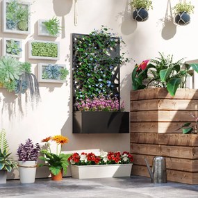 Outsunny Jardinieră cu Grilaj pentru Plante Cățărătoare din Metal, 61x23x113 cm, Negru | Aosom Romania