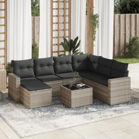 3219302 vidaXL Set mobilier de grădină cu perne, 8 piese gri deschis poliratan