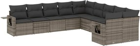 vidaXL Set mobilier de grădină cu perne, 10 piese, gri, poliratan