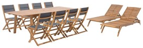 Set de masă pentru grădină Cessi (lemne deschis) (cu 2 șezlonguri). 1011681