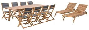 Set de masă pentru grădină Cessi (lemne deschis) (cu 2 șezlonguri). 1011681