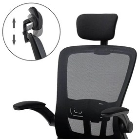 Scaun de birou ergonomic cu suport lombar si tetiera, negru
